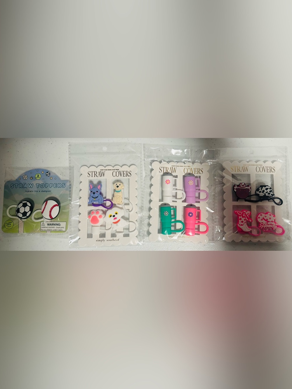 14 Straw Covers and Toppers - Assorted Colors🩷🩵